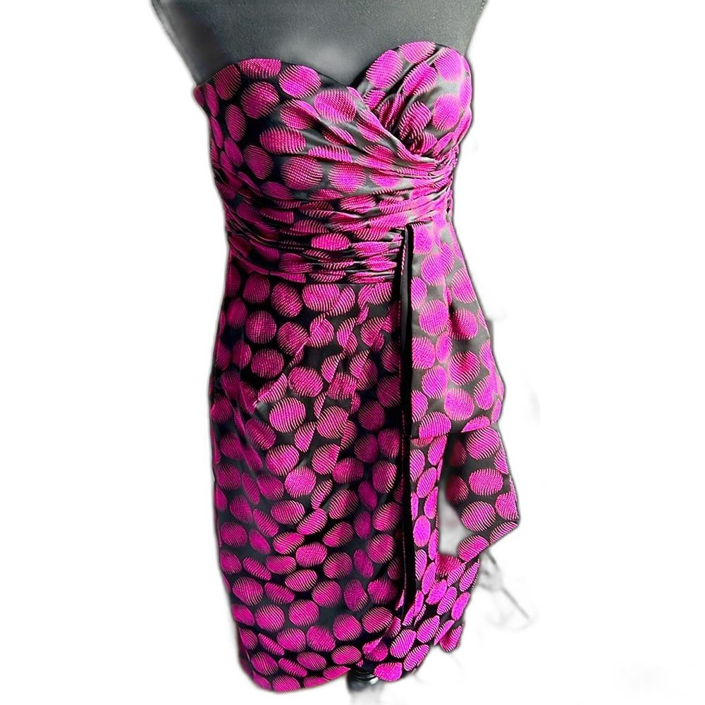 Jessica Simpson Women Gathered Strapless Sweetheart Mini Dress Black Purple Sz 8